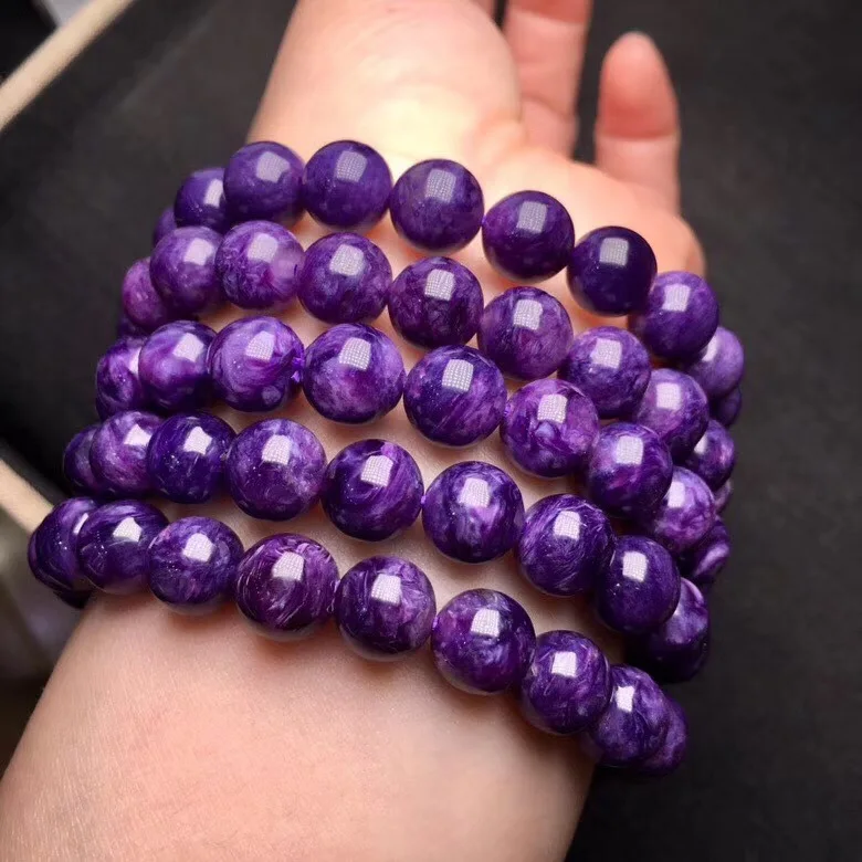 

Russia Natural Charoite Bracelets Women's Single Loop Check Luo Shi Born to Bracelets Men's Royal Amethyst Accessories
