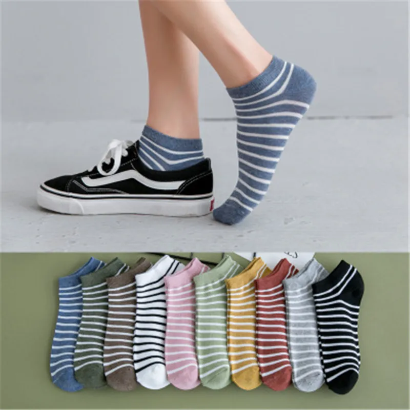 

1Pair Fashion Non Slip Couple Spring Socks Breathable Stripe Short Ankle Sock Female Socks Casual Date Sox Autumn Men Dress