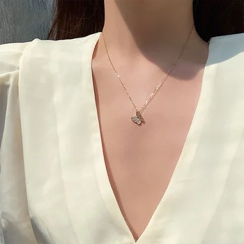 

2020 Fashion Zircon Butterfly Necklace For Women Delicate Long Clavicle Chain Personalized Pendant Refined Stylish Mujer Gift