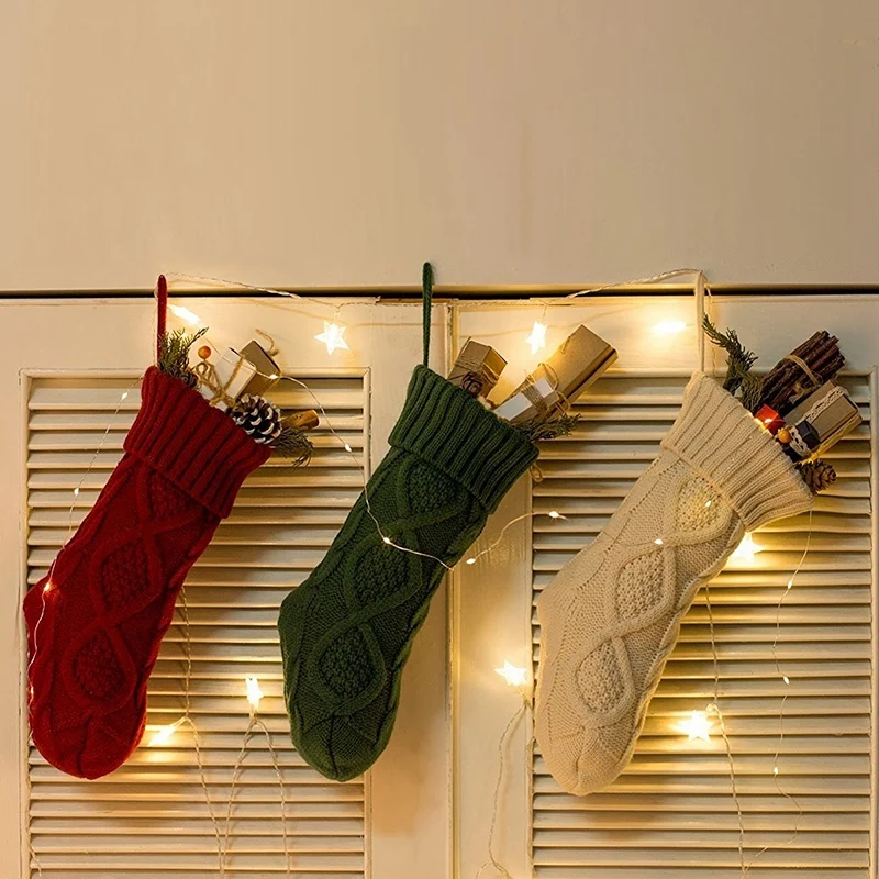 

Christmas Knitted Socks Christmas Gift Bag for Christmas Decoration Fireplace Decoration