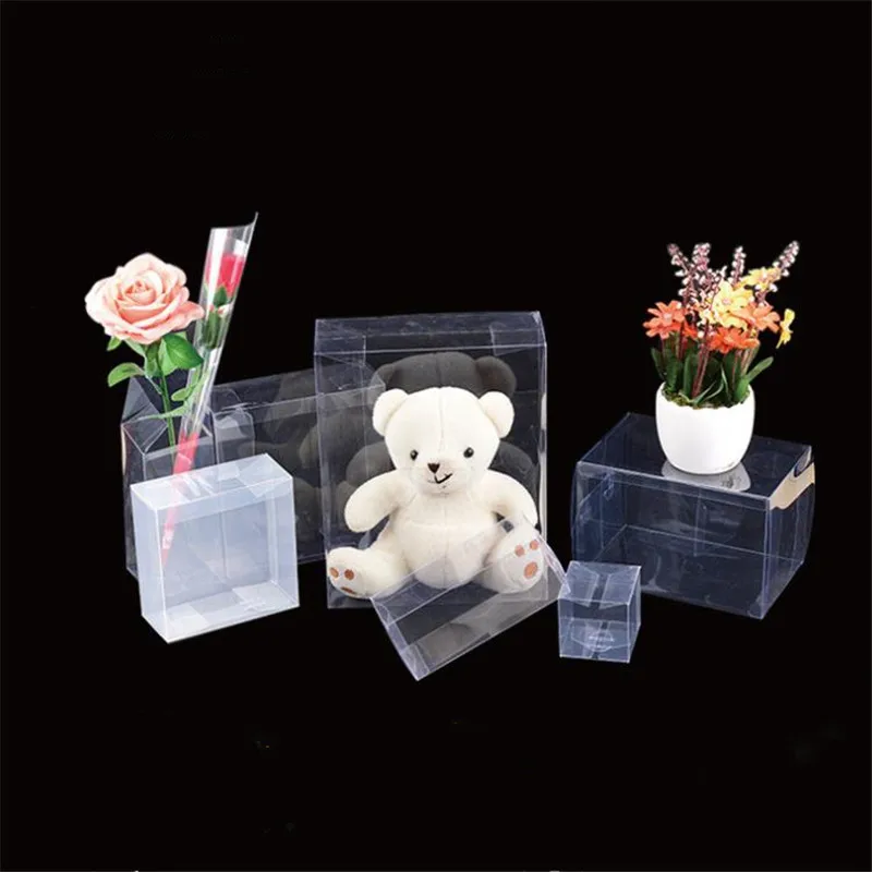 50pcs 유니버설 PVC 투명 상자 플라스틱 선물 쥬얼리 장난감 포장 상자 지우기 디스플레이 패키지 용품