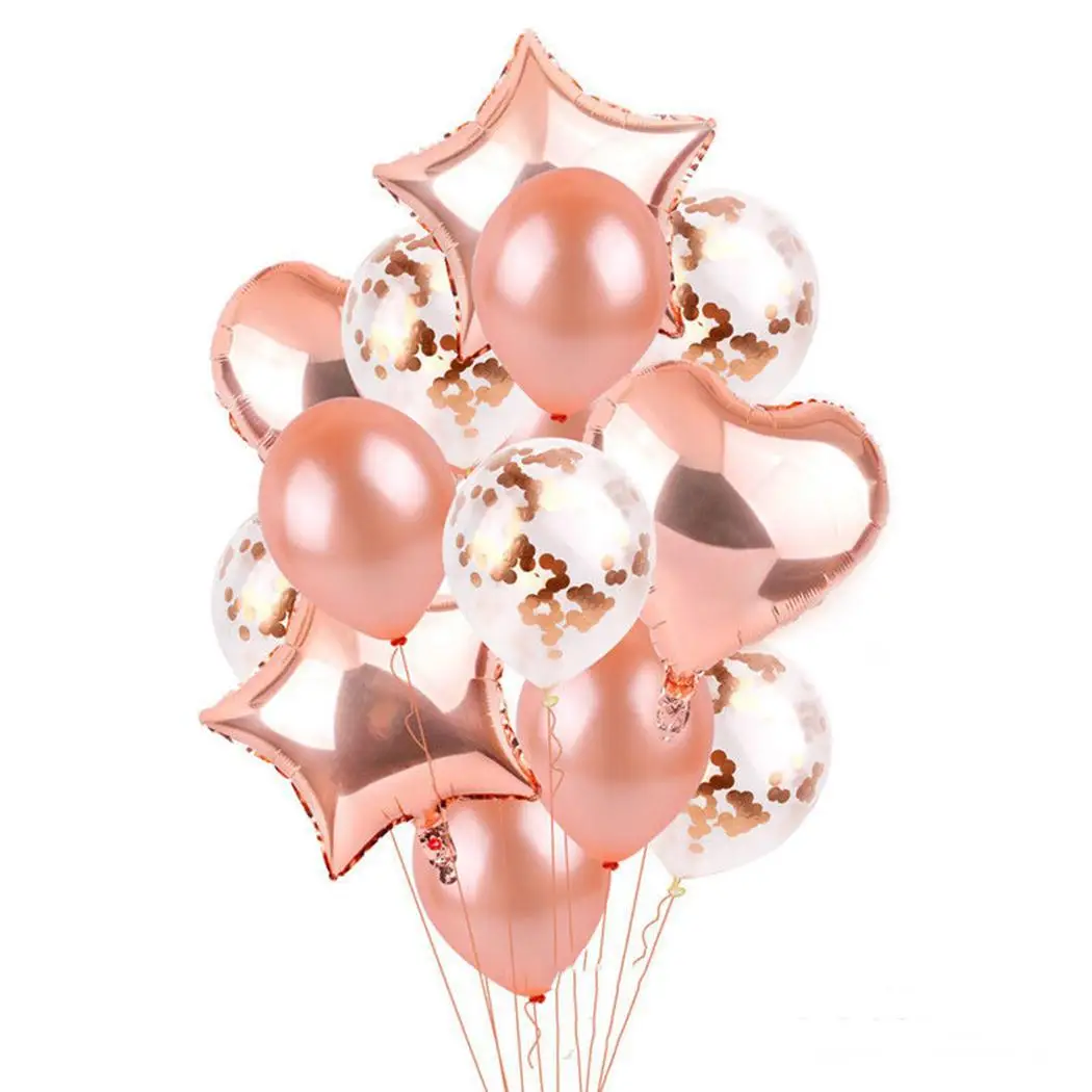 rose gold Воздушные шары для свадебной вечеринки, латексные блестки, звездное сердце, круглые/Звездные/сердечные алюминиевые романтические воздушные шары из фольги - Цвет: rose gold