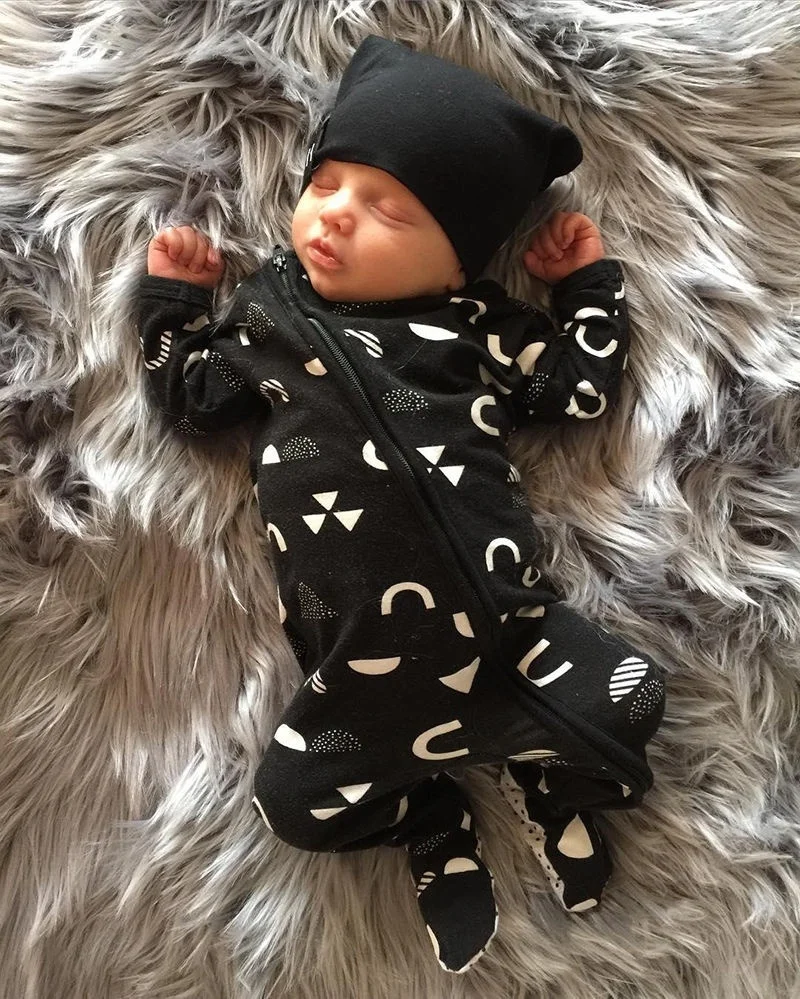 Zipper Up Long sleeve Rompers For Baby boy