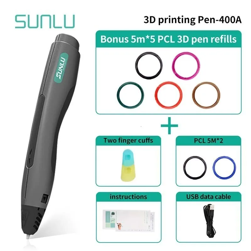 SUNLU 3D печать Ручка SL-400A 3D Ручка для рисования для школы образовательный гаджет как лучший подарок для детей подарочная коробка включает PCL нити