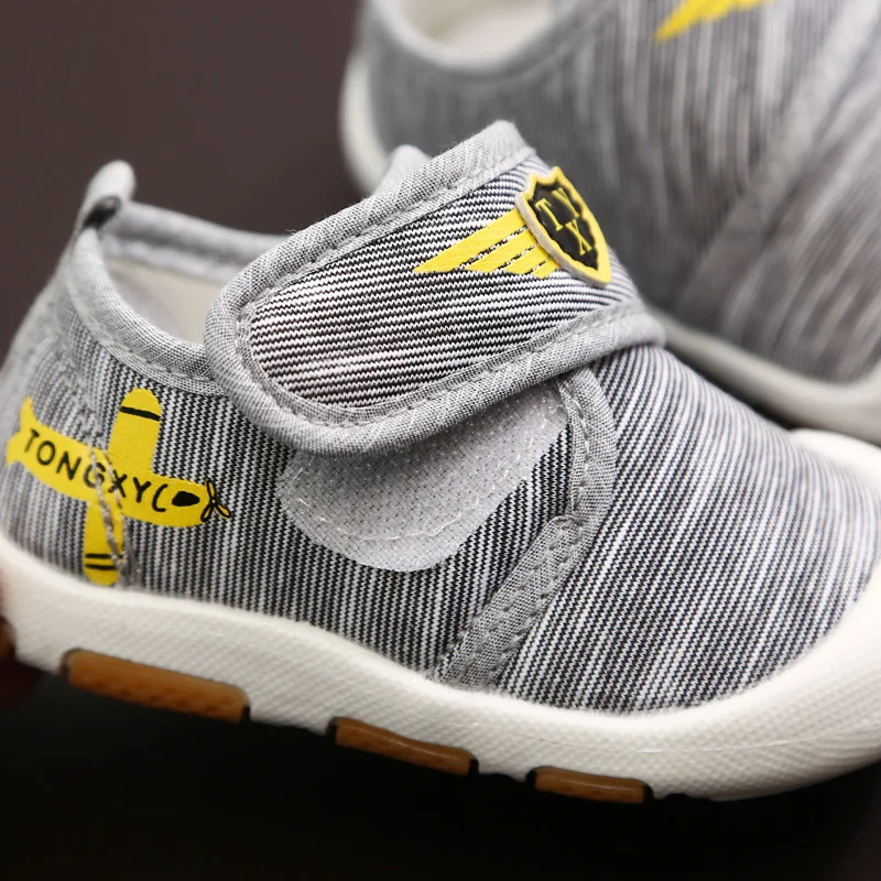 

2019 Spring And Autumn Versatile Canvas Pattern Velcro Infant Non-Slip Shoes Soft Bottom Men And Women Baby Toddler Shoes