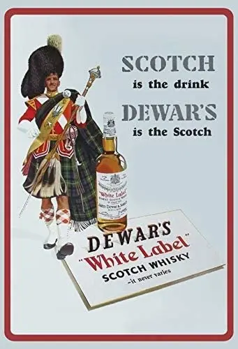 Белая этикетка шотландского виски Bidesign Dewars шотландский металлический знак на