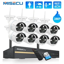 

MISECU H.265 8CH 3MP Wireless Surveillance Camera System Kit Alaram System Two Way Audio Secur Camera WIFI Video NVR CCTV System