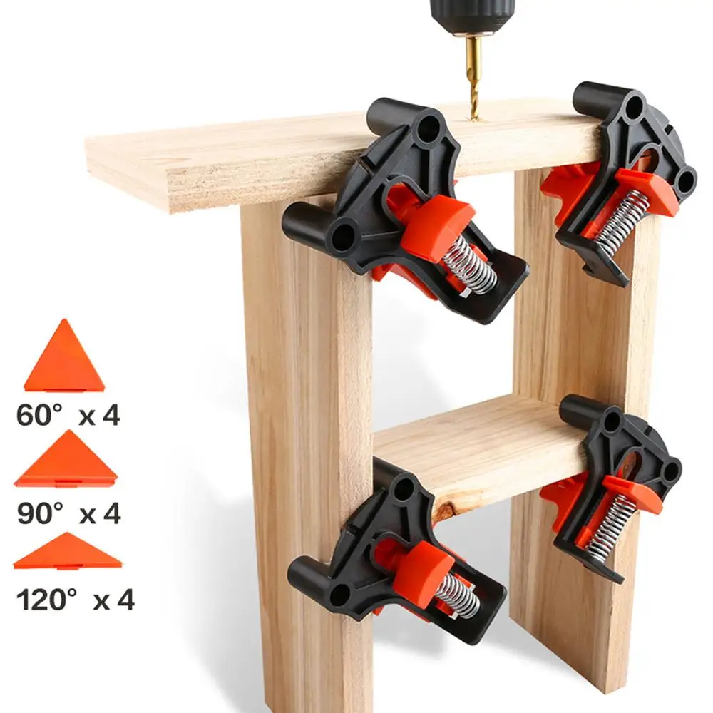 

4Pcs Woodworking Corner Clamp 60/90/120 Degree Right Angle Clamp Corner Mate Hand Fixing Clips Picture Frame Corner Clip Tools