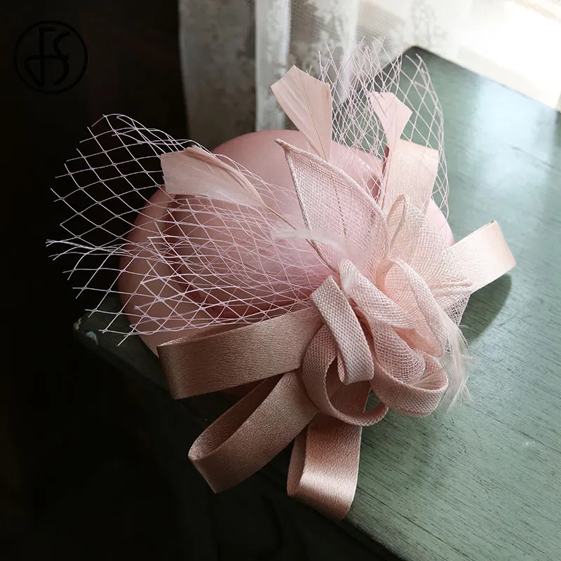 Fs Women Fascinator Hat Pink Feather 