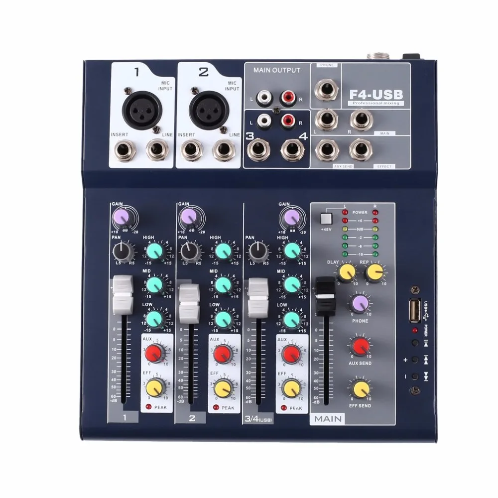 Promo  F-4 4 Channel Professional Live Mixing Studio Audio Sound Console Network Anchor Portable Mixing De