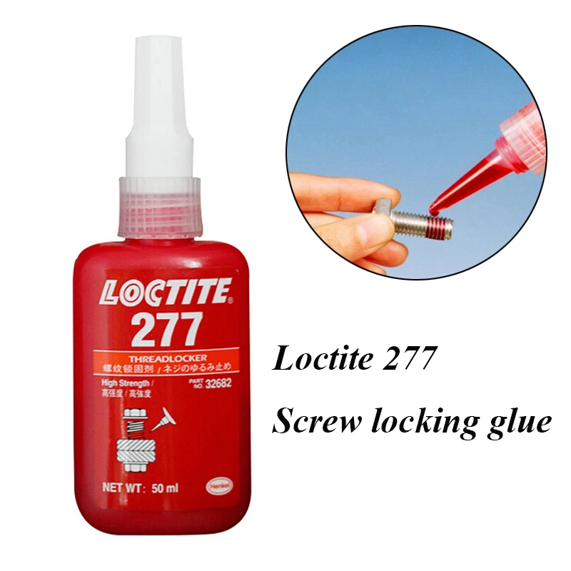 

Клей высокой вязкости Loctite 277, 50 мл, красный, большой размер, клей для фиксации винтов, герметик резьбы, уплотнительный клей, термостойкий