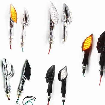

2x Motorcycle LED Skull Hand Turn Signal Light Indicator For Harley Electra Glide Softail Dyna Kawasaki Suzuki Honda Yamaha