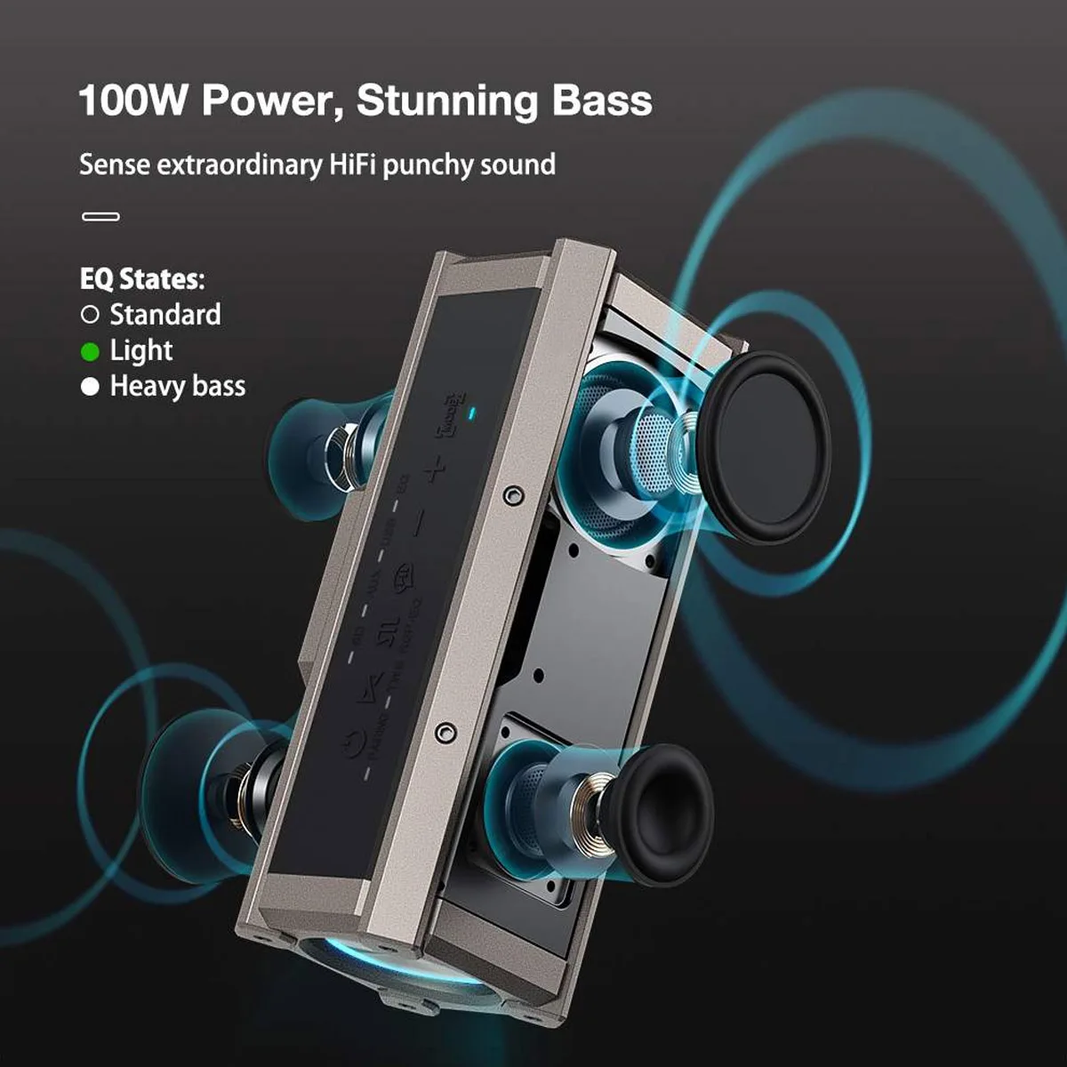 US $76.83 100W Wireless bluetooth Speaker Portable Speaker Soundbar Driver Diaphragm RGB Light Sound Box Outdoor Caixa De Som bluetooth