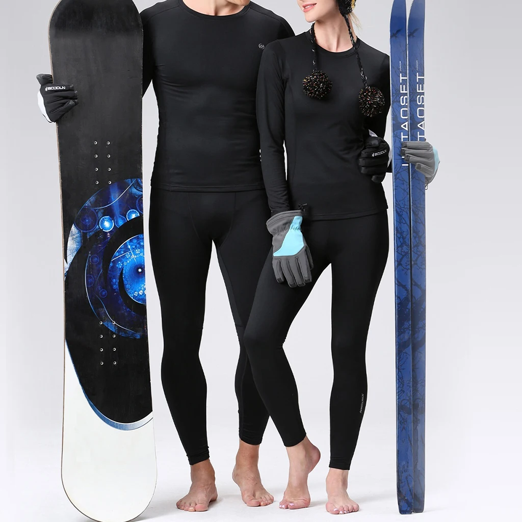 Дышащие зимние Термальность лыжный теплое нижнее белье на флисе Long Johns верхней и