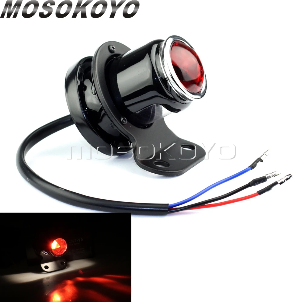Универсальный Реплика Lucas задний фонарь 12v мотоциклы задние тормозные фонари w/Licnese пластина стоп-лампа для Кафе Racer Cruisers - Цвет: Bulb Light