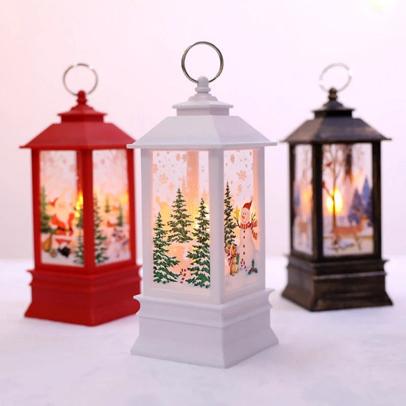 Деревенский Рождественский декоративный фонарь на батарейках светодиодный светильник для свечей сезонные украшения