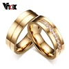 Vnox bandes de mariage à la mode anneaux pour femmes/hommes amour cadeau couleur or acier inoxydable CZ promesse Couple bijoux ► Photo 1/6