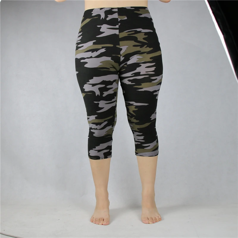 

Women's Leggings Midcalf Capris Summer Military Camo Print 3/4 Crop Short Legins Pant Large Size 7xl 6xl 5xl Xs Grey Green White