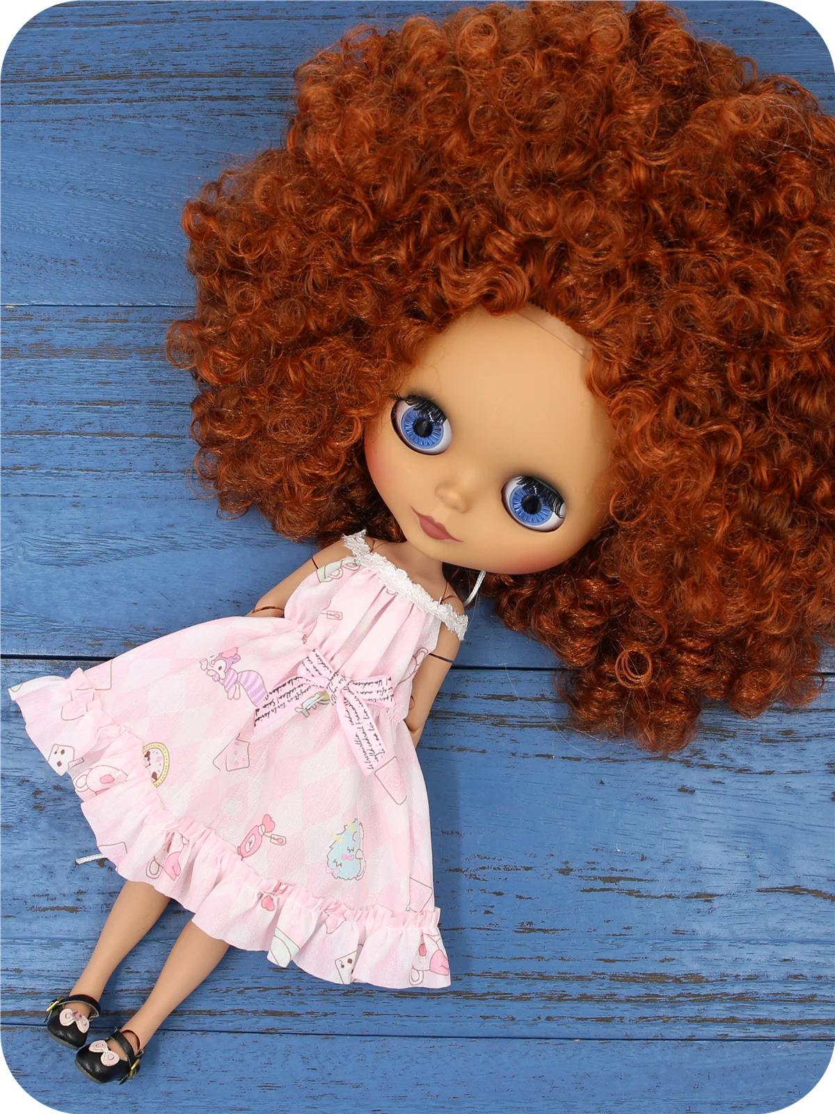 Maria – Premium Custom Neo Blythe Doll with Ginger Hair, Dark Skin & Matte Cute Face 1