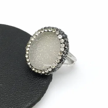 

Druzy Adjustable Rings Supplies,Natural Druzy Agates Slice Beads Rhinestone Rings,Natural Druzy Ring Beauty Charms Party Jewelry
