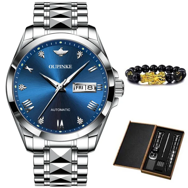 OUPINKE  2021 Luxury Men Mechanical Wristwatch Stainless Steel Gold Watch Top Brand Sapphire Glass Luxury Men Watches Gifts 3171 