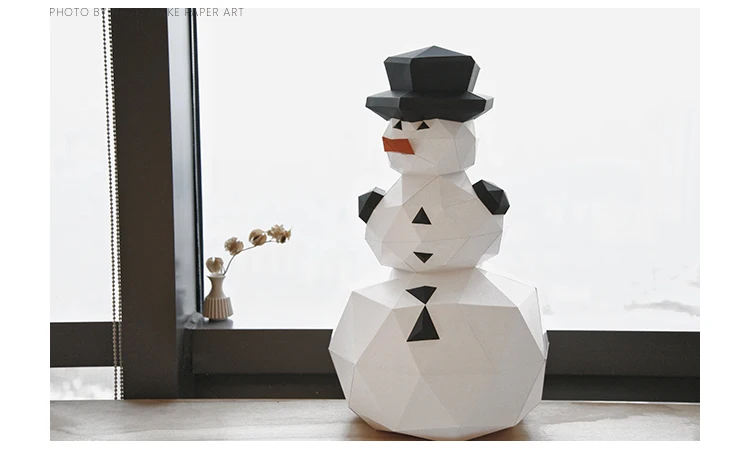 Снеговик 55 см бумага 3D DIY Материал руководство творческий домашний декор реквизит#3321 ручной работы милые геометрические бумажные фигурки