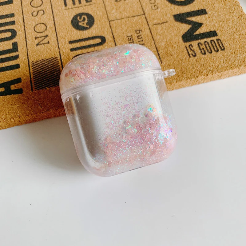 Блестящий жидкий зыбучий песок Жесткий Чехол для AirPods Блестящий Защитный чехол для беспроводных наушников чехол для Apple Airpods зарядка сумки