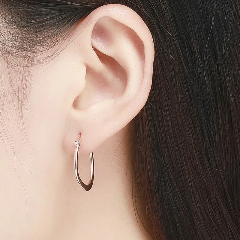 BISAER 925 Sterling Silver Simple Big Circle Stud Earrings for Women Round Jewelry Bijoux Brincos ECE478 | Украшения и аксессуары