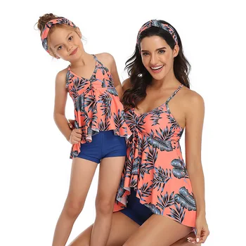 

Family Matching Mom Kids Swimsuit 2020 Summer Swimwear Mother Daughter Bikini Bathing Suit Brachwear Swimwear Outfits Swimsuit