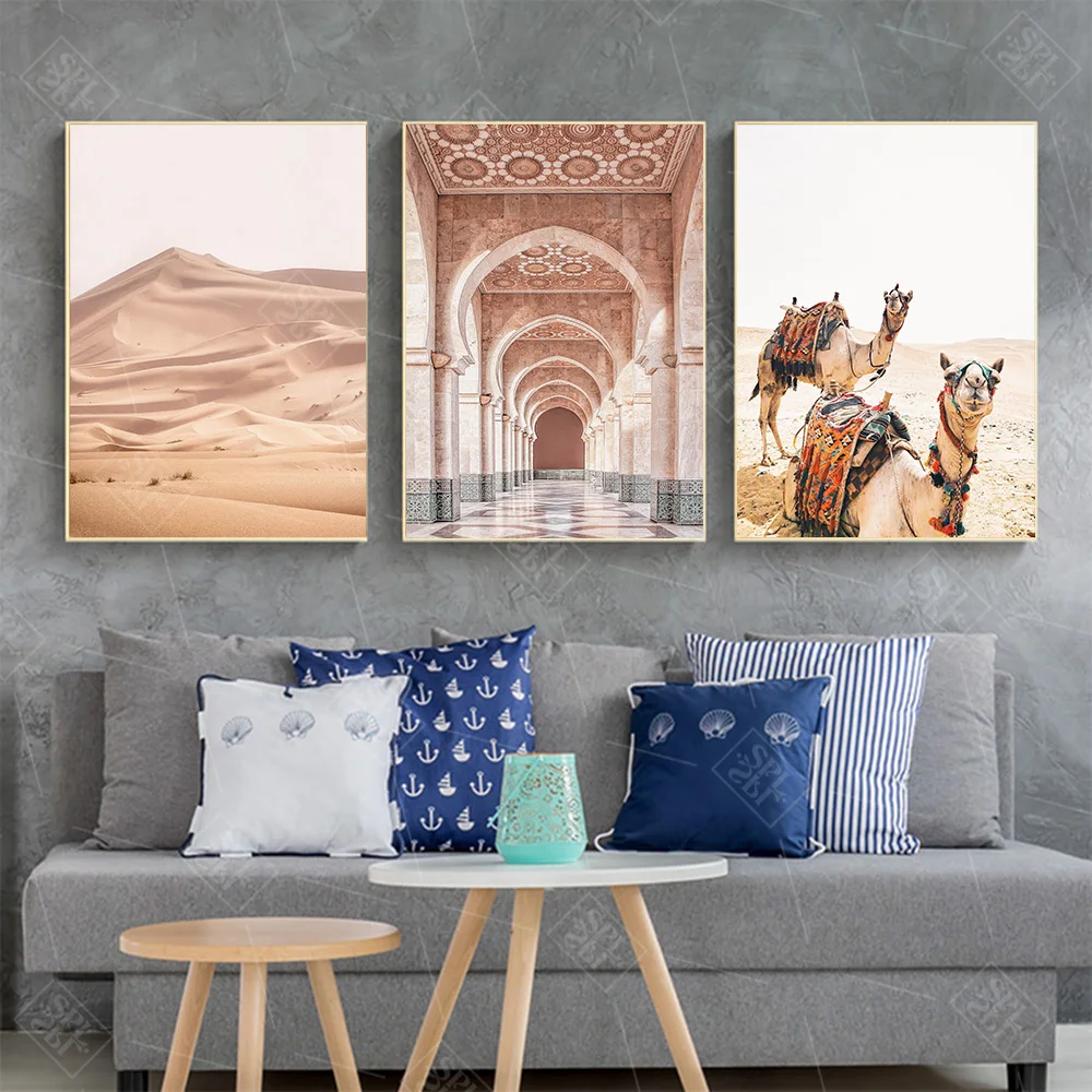 

Morocco Door Camel Desert Landscape Nordic Posters And Prints Wall Art Canvas Painting Wall Pictures For Living Room Home Decor