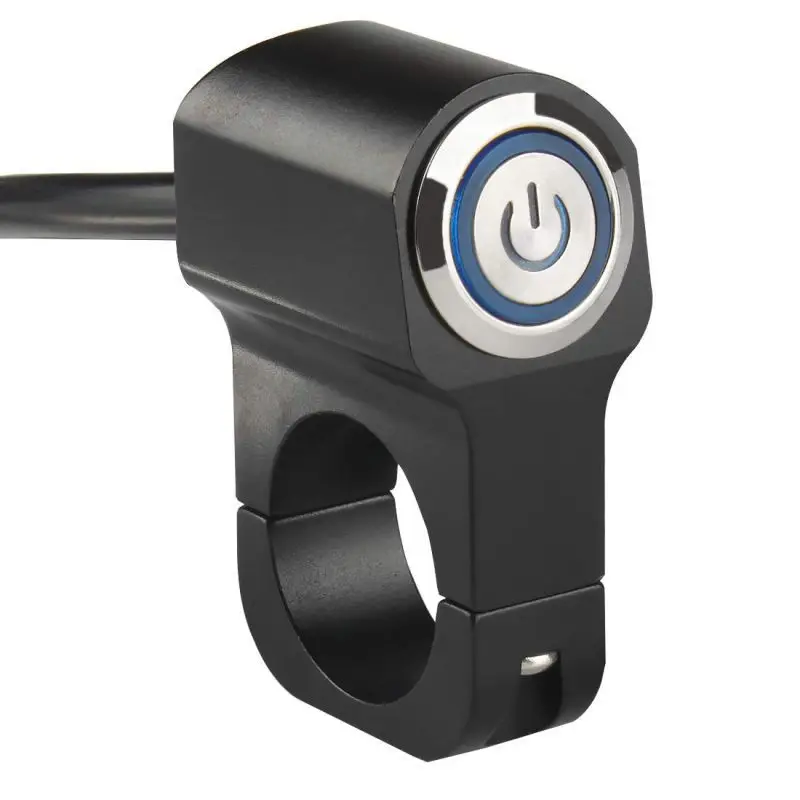 Blue light reset Мотоцикл трамвай модифицированный фара прожектор Динамик 12V Алюминий светодиодный Мотоцикл Кнопка Unviersal - Цвет: Blue light reset