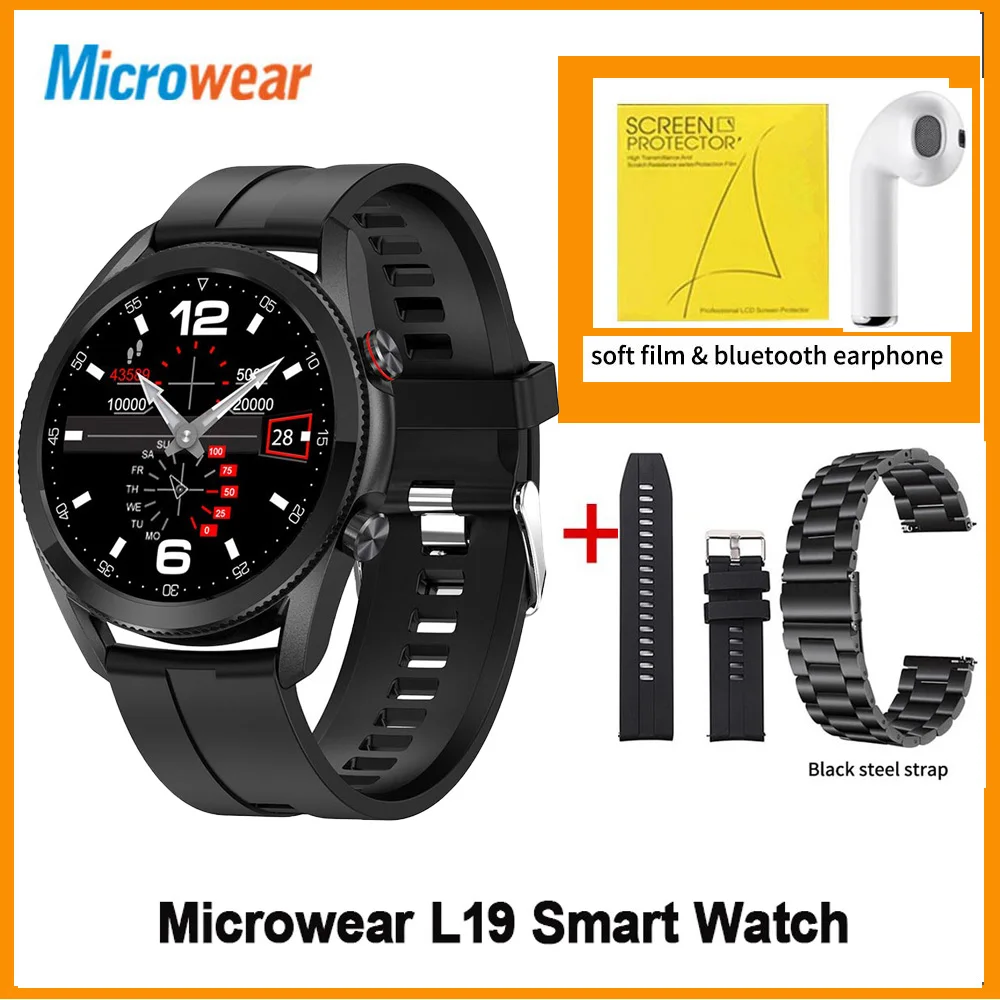 Смарт часы Microwear L19 с IP68 водонепроницаемые Bluetooth ЭКГ пульс 1 28 дюйма фитнес трекер VS