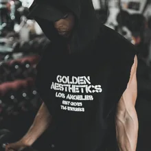 Muscle Brother, спортивный жилет с капюшоном, мужской Летний Стиль, свободный, дышащий, без рукавов, жилет для фитнеса, баскетбольная тренировка S