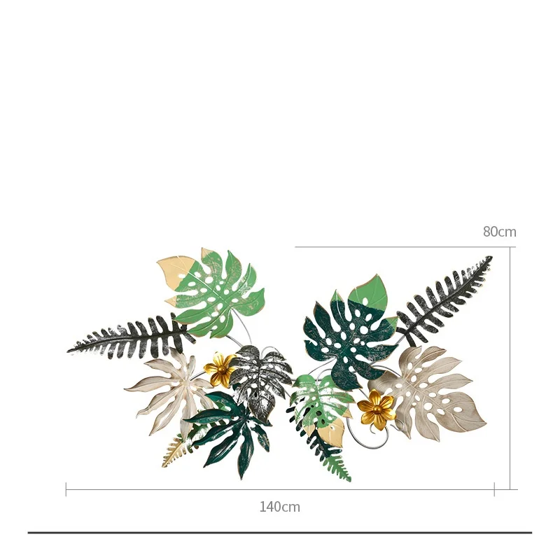 Nordic Wrought Iron Simulation Green Plants Wall Mural Pendant Home Livingroom Wall Hanging Orn Restaurant Wall Sticker R3197