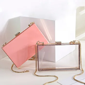 

GW Hot sale acrylic lady's handbag powder black and white transparent lady's banquet hand bag luxury Acrylic lady's handbags