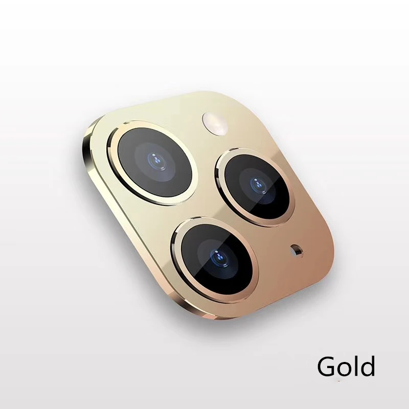Металл+ стекло объектив камеры Чехол протектор для iPhone X Xs Max Замена для iPhone 11 Pro поддельные камуфляж задняя наклейка на рассеиватель - Цвет: Gold