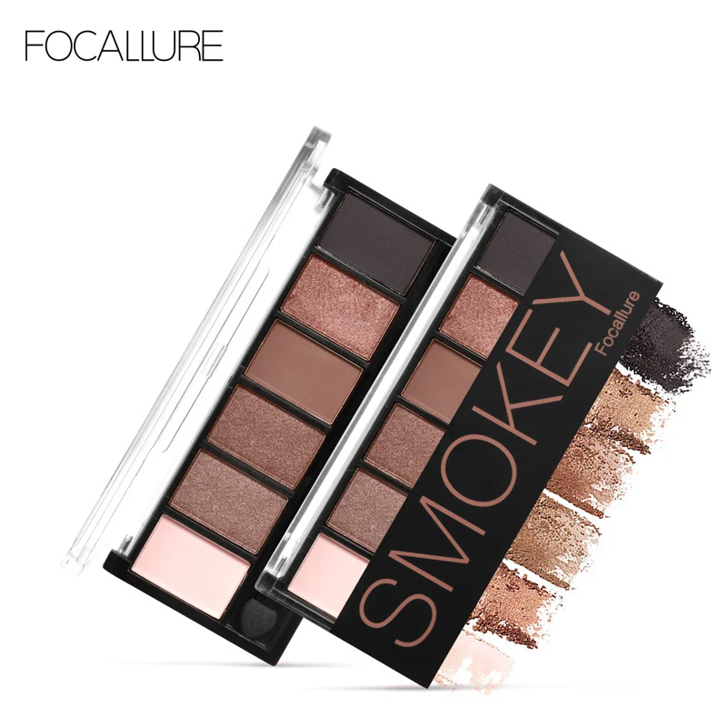FOCALLURE Smokey палитра теней для век тени мерцающий пигмент гладкая кремовая пудра