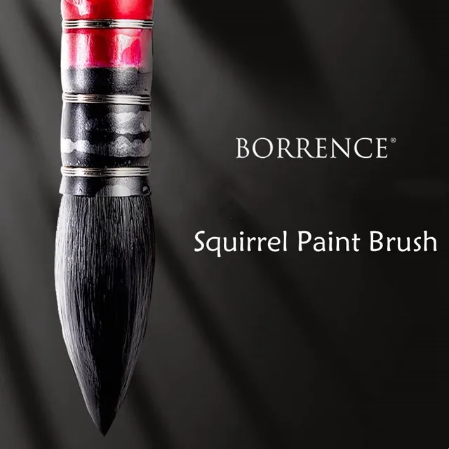 Borrence Pennello per acquerello in pelo di scoiattolo Set di pennelli per pittura professionale con mocio a punta per la pittura di materiali artistici 1
