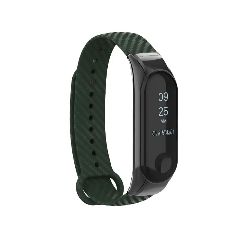 Углеродное волокно металлическая лента для Xiao Mi Band 3 цветной силиконовый ремешок Браслет замена Смарт-часы аксессуары