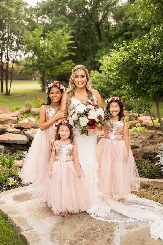 blush pink dress flower girl