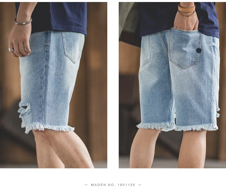 Maden мужские рваные потертые джинсовые шорты, свободные джинсовые шорты с дырками