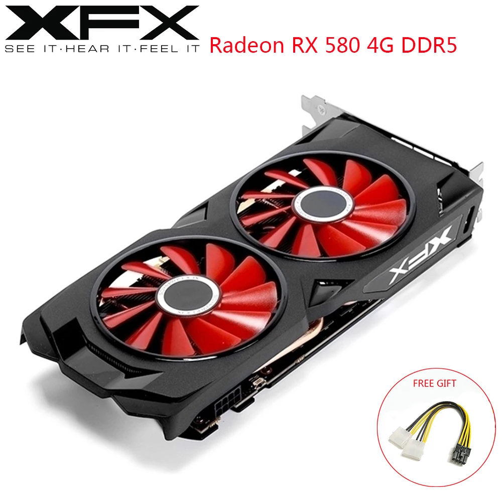 Видеокарта XFX AMD GPU Radeon RX 580 4 ГБ DDR5 RX580 Гб бит для настольного ПК игровая видеокарта