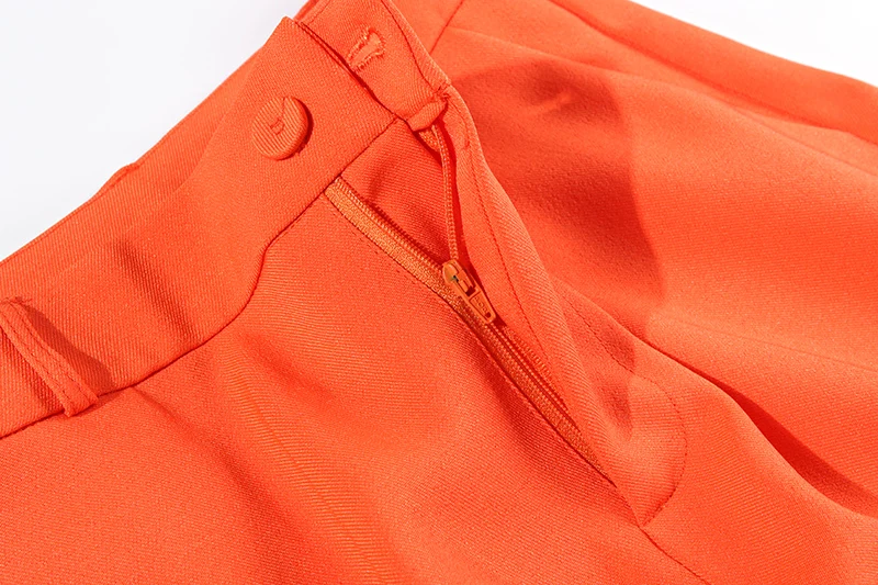 Hoge kwaliteit pak Britse stijl mode Professional OL Formele orange jasje wijde pijpen broek