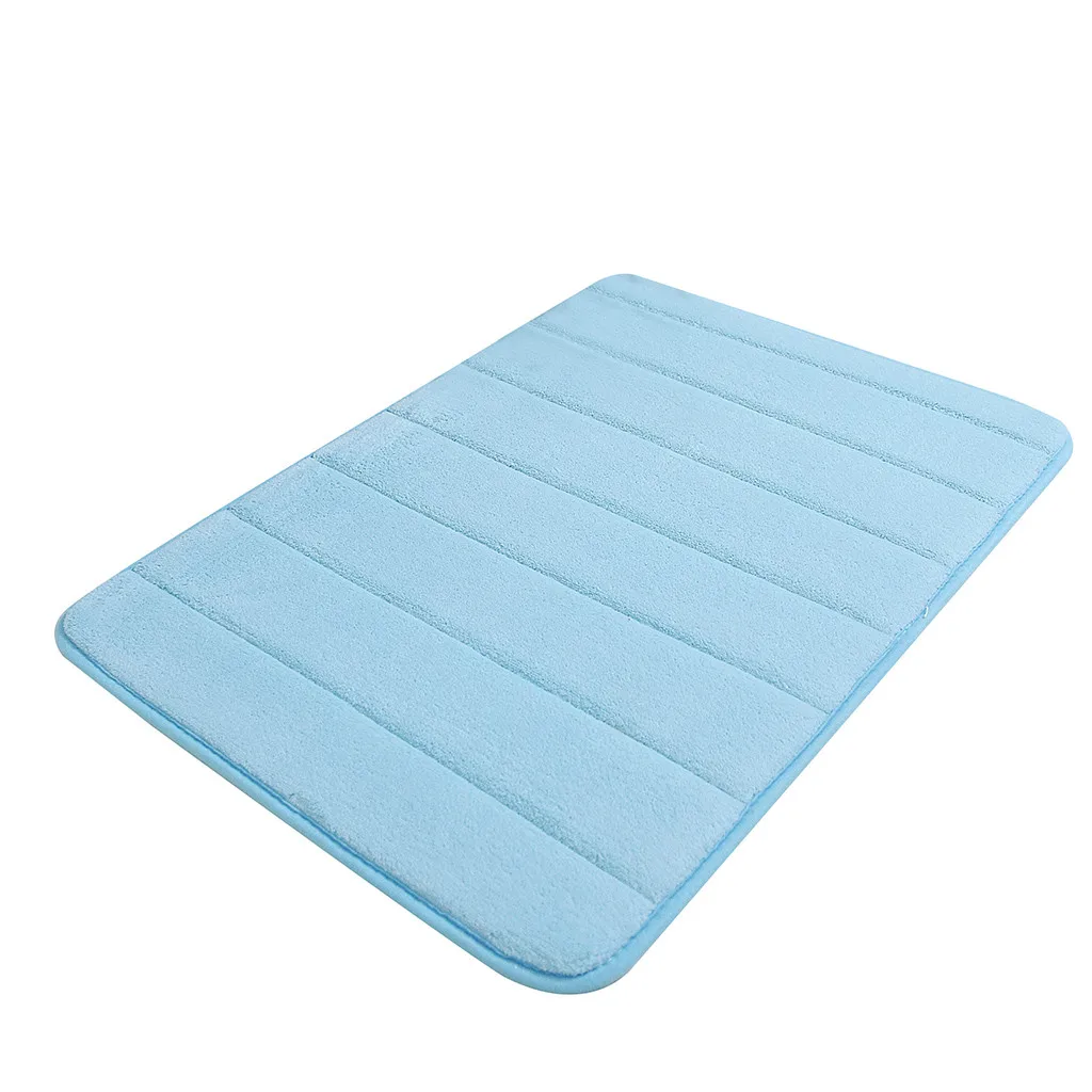 Light blue Водопоглощающий коврик для ванной, ворсистый коврик для ванной с эффектом памяти, набор ковриков для кухонной двери и пола, ковер для туалета, нескользящий, Прямая поставка - Цвет: Light blue