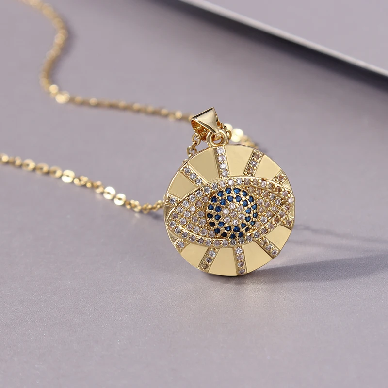 Ожерелье из нержавеющей стали с кубическим цирконием и злом глаз турецкое