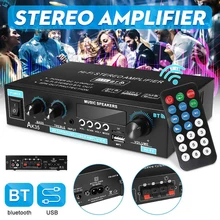 Ak35 amplificador de potência áudio karaoke amplificador de teatro em casa 2 canais mini áudio alta fidelidade bluetooth 5.0 classe potência usb/sd entrada aux