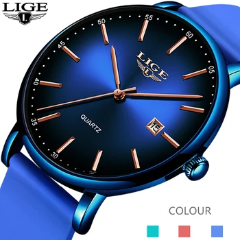 

2020 New Mens Watches LIGE Top Brand Luxury Blue Waterproof Watches Ultra Thin Date Simple Casual Quartz Watch Men Sports Clock