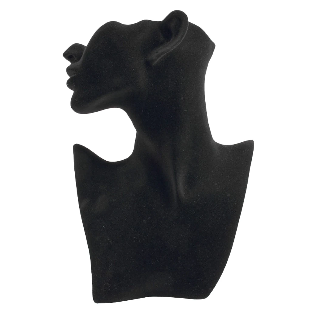 Necklace and Earring Bust Jewelry Display, Resin/Velvet, Female Mannequin