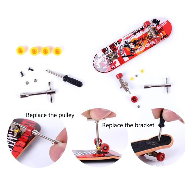 DIY Assembly Mini Finger Skateboard Deck Skate Park Board Boy Kid Children 5