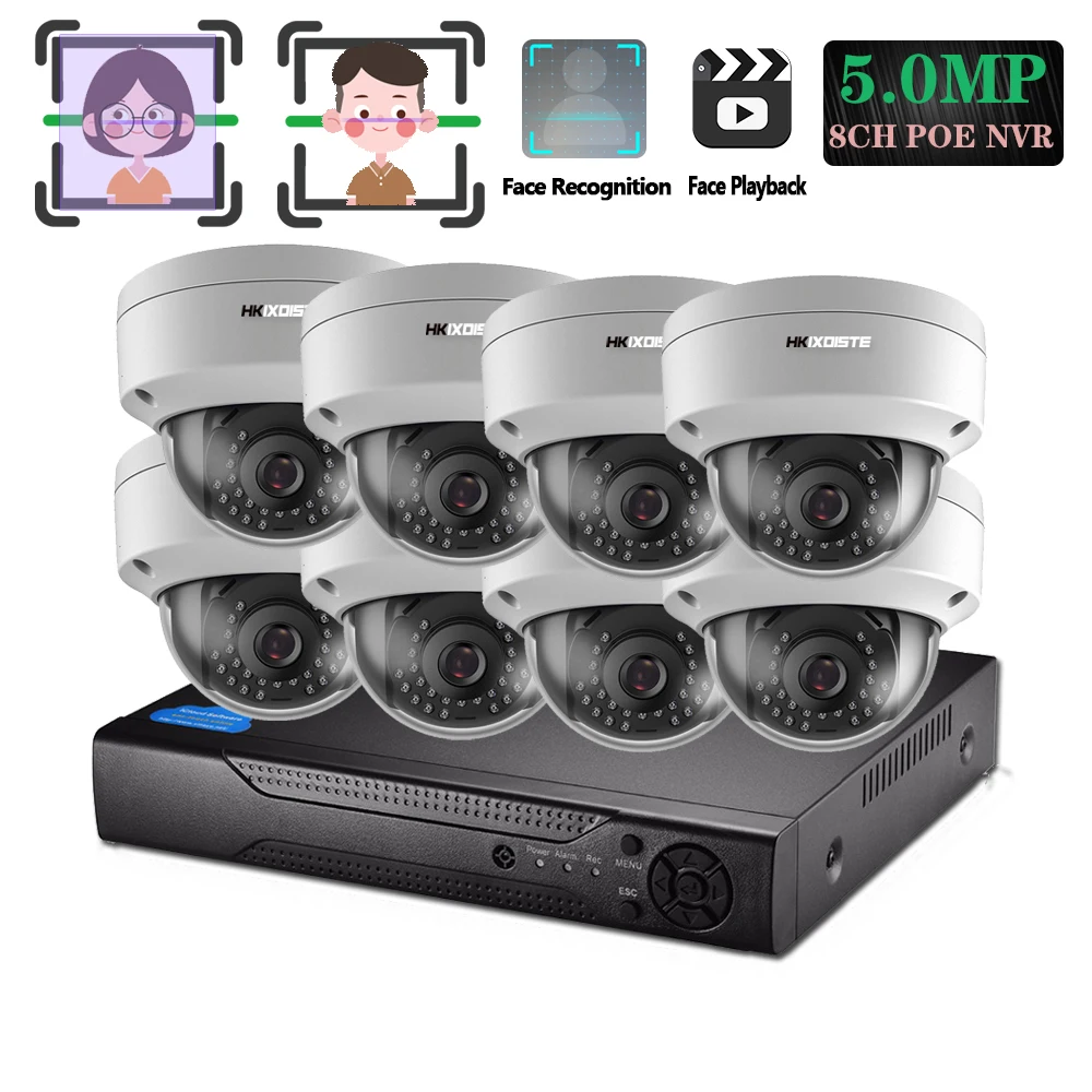 2592*1944 POE NVR Kit 5.0MP HD CCTV Security camera System Human Face monitor IP Camera P2P In/Outdoor Video Surveillance | Безопасность